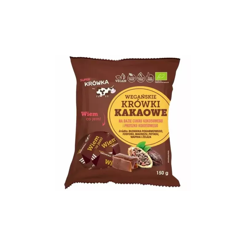 Krówki Wegańskie Kakaowe Bio 150 g - Super Krówka