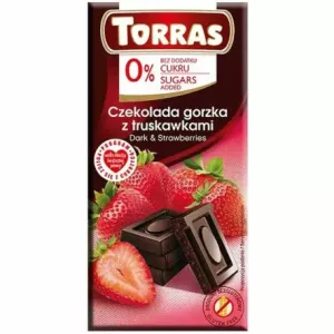 Czekolada Gorzka z Truskawkami Bez Dodatku Cukru 75 g - Torras