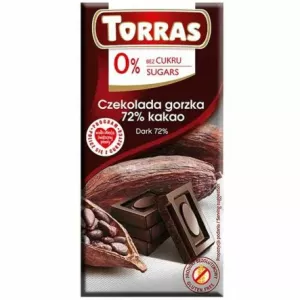Czekolada Gorzka 72% z Kakao Bez Dodatku Cukru 75 g - Torras