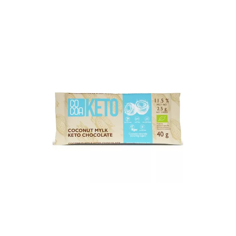Czekolada Keto Kokosowa z Olejem MCT Bez Dodatku Cukru Bio 40 g - Cocoa