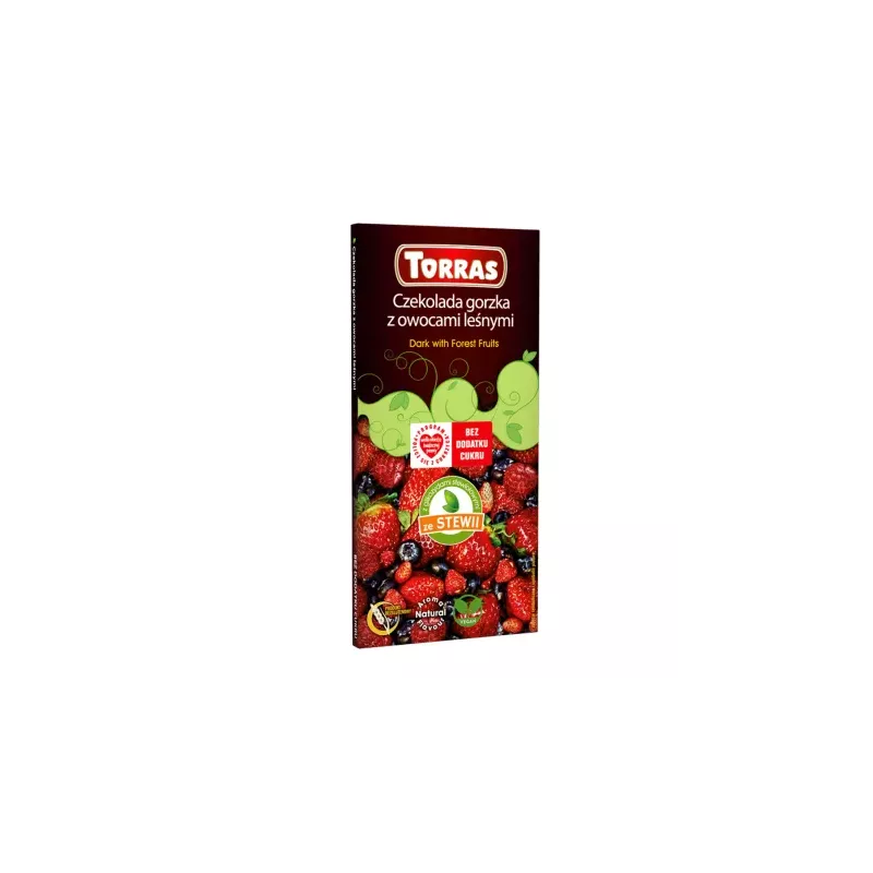 Czekolada Gorzka Owoce Leśne Słodzona Glikozydami Stewiolowymi 125 g - Torras