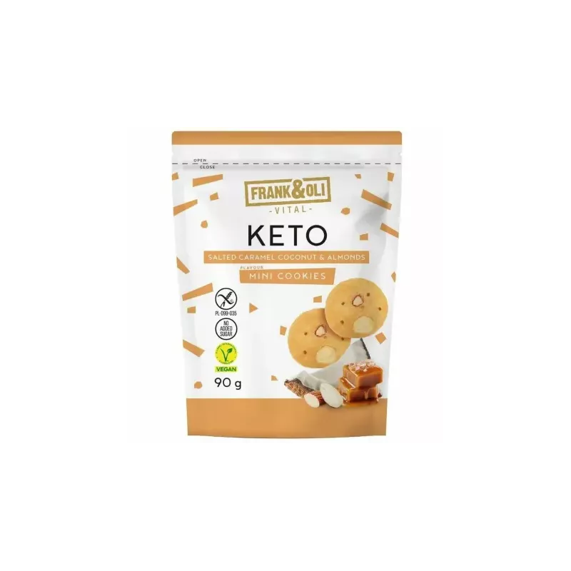 KETO Ciasteczka Słony Karmel z Migdałami Bezglutenowe Bez Dodatku Cukru 90 g - Frank and Oli