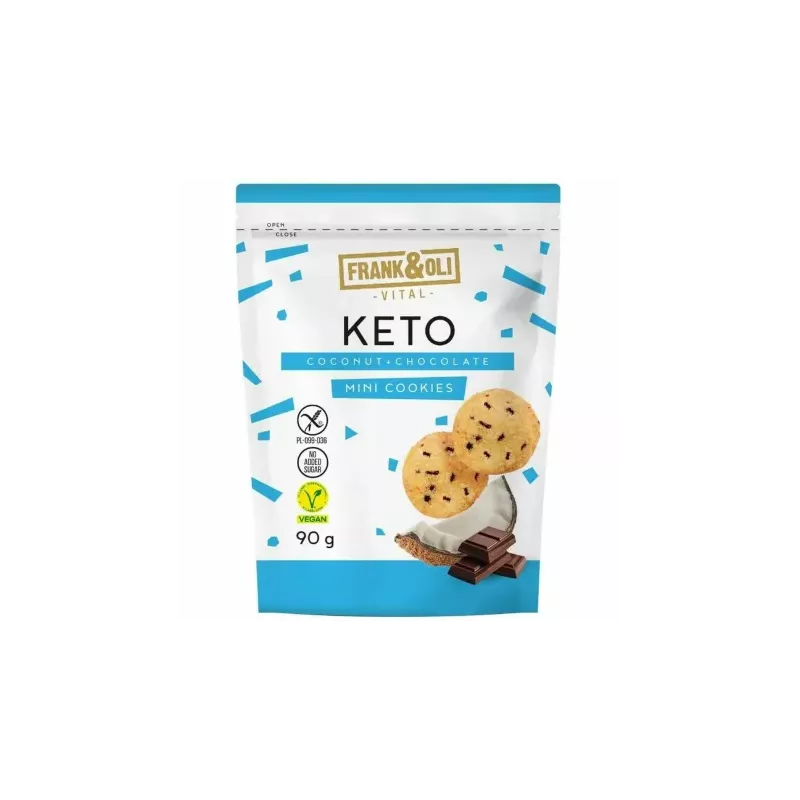 KETO Ciasteczka Kokos z Czekoladą Bezglutenowe Bez Dodatku Cukru 90 g - Frank i Oli