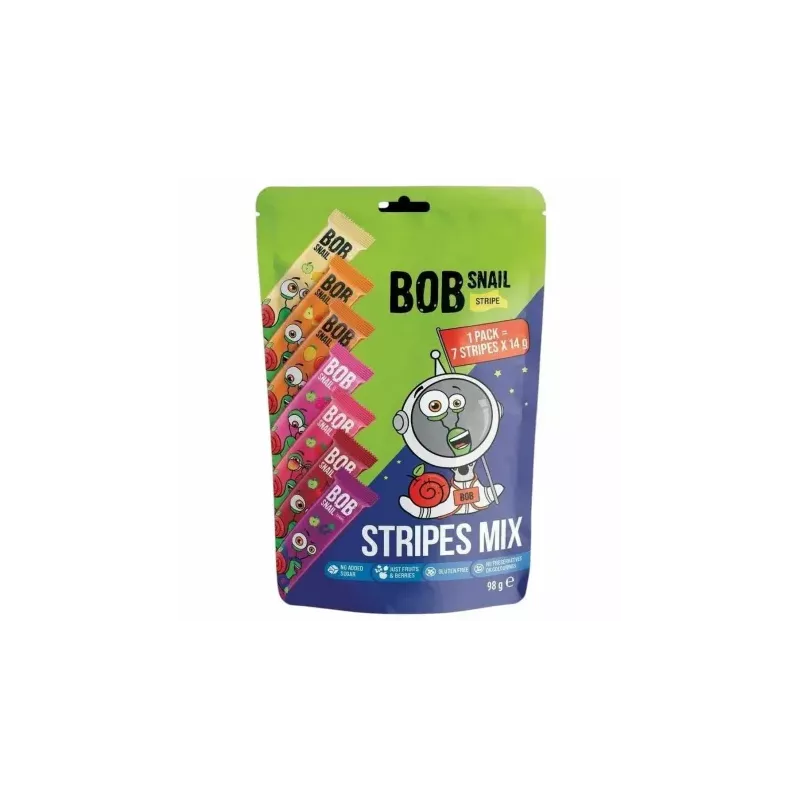 Przekąski Stripe Mix Bez Dodatku Cukru 98 g (7x 14 g) - Bos Snail