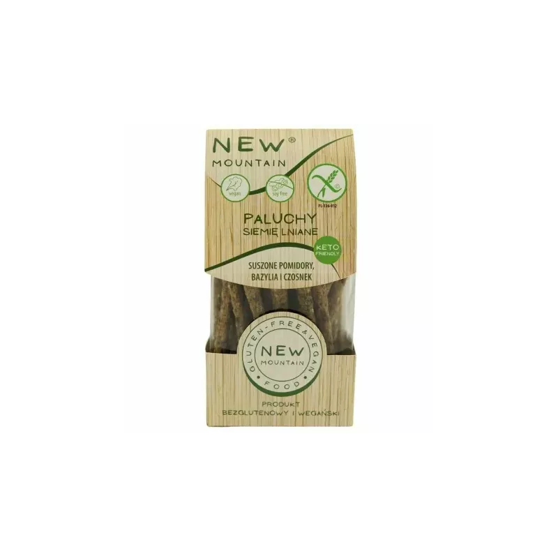 Paluchy z Siemieniem Lnianym, Pomidorami, Czosnkiem i Bazylią Bezglutenowe 200 g - New Mountain