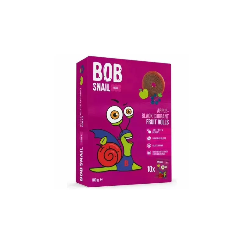 Przekąska Jabłko - Czarna Porzeczka z Owoców Bez Dodatku Cukru 100 g (10x 10 g) - Bob Snail