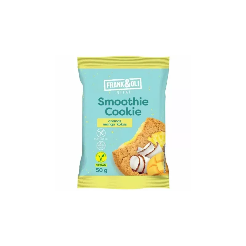 Ciastko Owsiane z Nadzieniem z Kokosa, Ananasa i Mango Bezglutenowe Bez Dodatku Cukru 50 g - Frank andOli