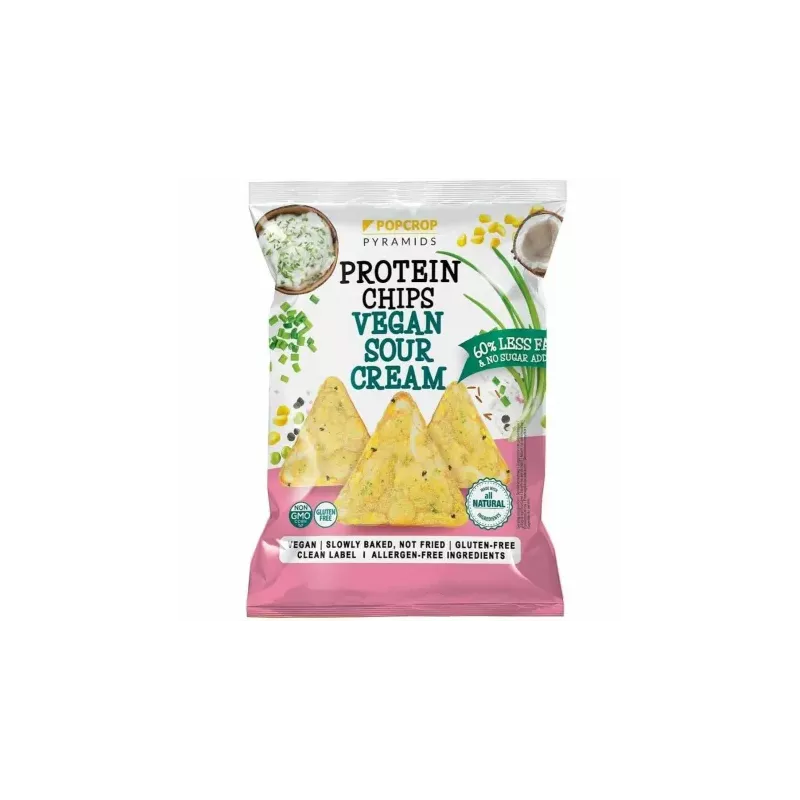 Wypiekane Piramidki o Smaku Wegańska Kwaśna Śmietana Bezglutenowe 60 g - Popcrop