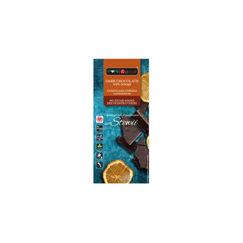 Czekolada Gorzka z Pomarańczą i Stewią Bez Dodatku Cukru 125 g - Pure and Good