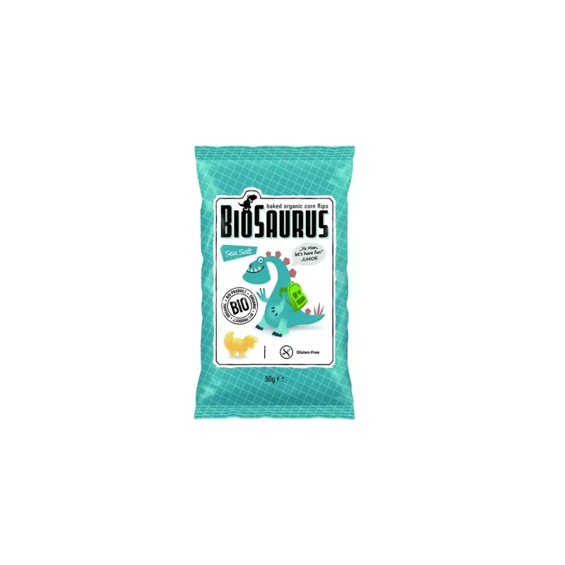 Pieczone Chrupki Kukurydziane z Solą Morską Bio 50g-Biosaurus -Cibi