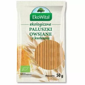 Paluszki Owsiane Pełnoziarniste z Kurkumą BIO 50 g - EkoWital