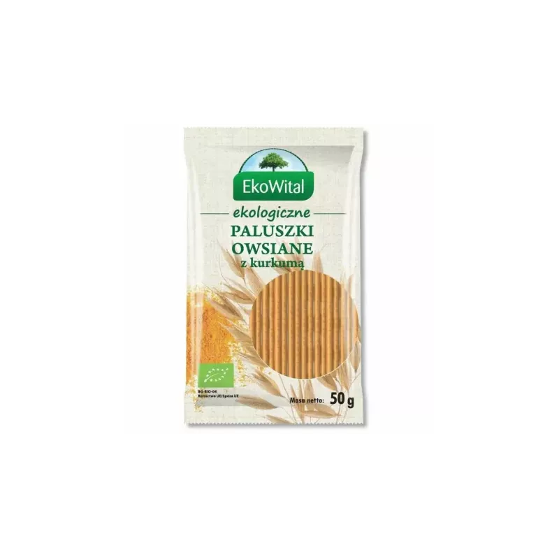 Paluszki Owsiane Pełnoziarniste z Kurkumą BIO 50 g - EkoWital