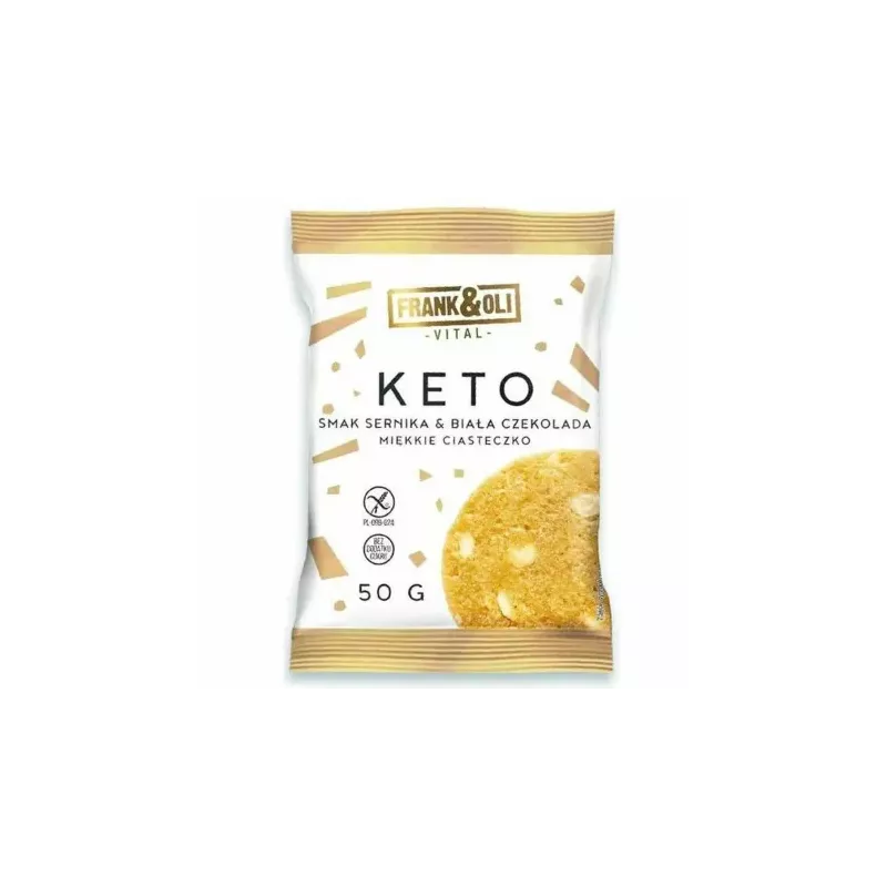 Miękkie KETO Ciasteczko Sernik z Białą Czekoladą Bez Dodatku Cukru 50 g - Frank and Oli