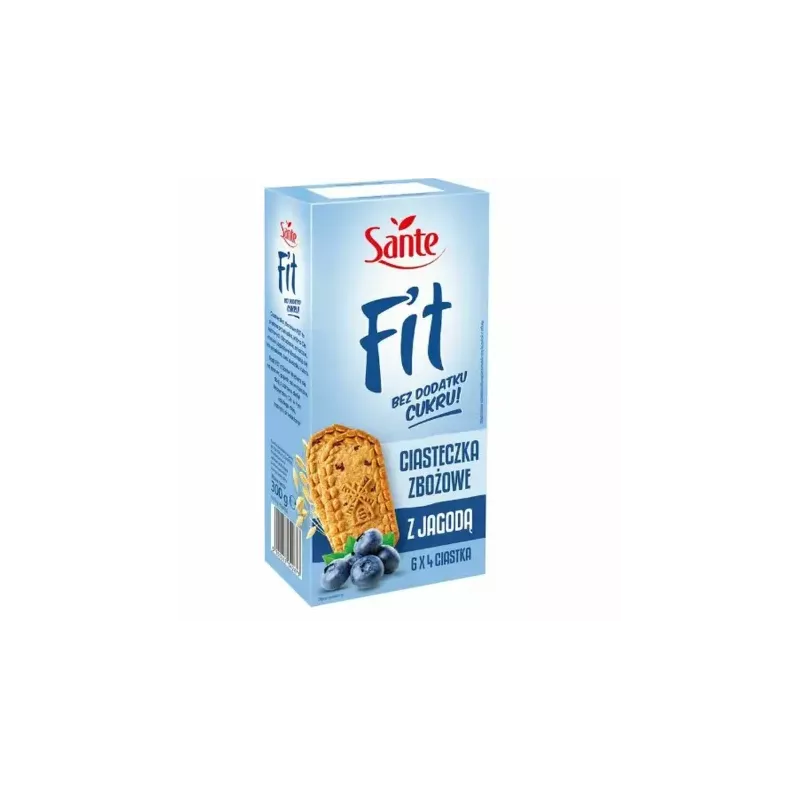Fit Ciasteczka Zbożowe z Jagodą Bez Dodatku Cukru 300 g - Sante