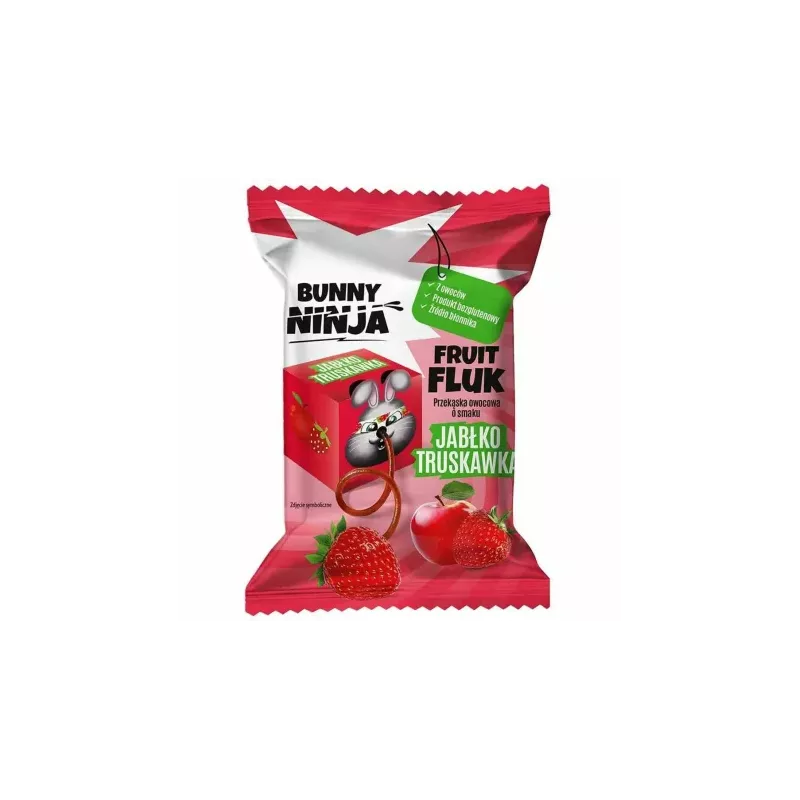 Przekąska Owocowa w Kształcie Sznurka FRUIT FLUK Jabłko i Truskawka 15 g - Bunny Ninja