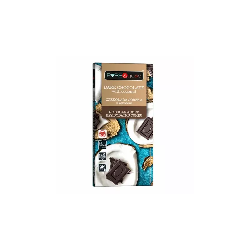Czekolada Gorzka z Kokosem Bez Dodatku Cukru 75 g - Pure and Good