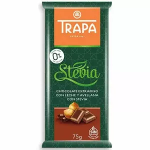 Czekolada Mleczna z Orzechami Laskowymi ze Stewią Bez Dodatku Cukru 75 g - Trapa