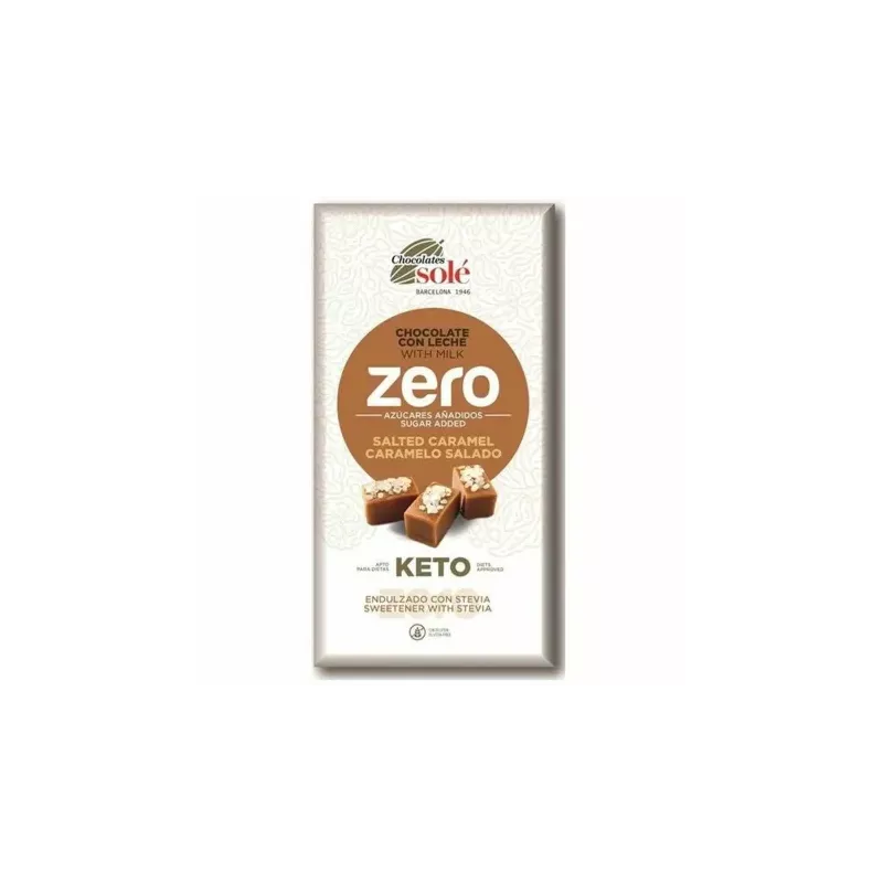 Czekolada Mleczna Słony Karmel Bez Dodatku Cukru ze Stewią KETO 100 g - Chocolates Sole