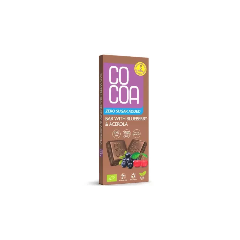 Czekolada Jagodowa z Witaminą C z Aceroli Bez Dodatku Cukru BIO 40 g - Cocoa