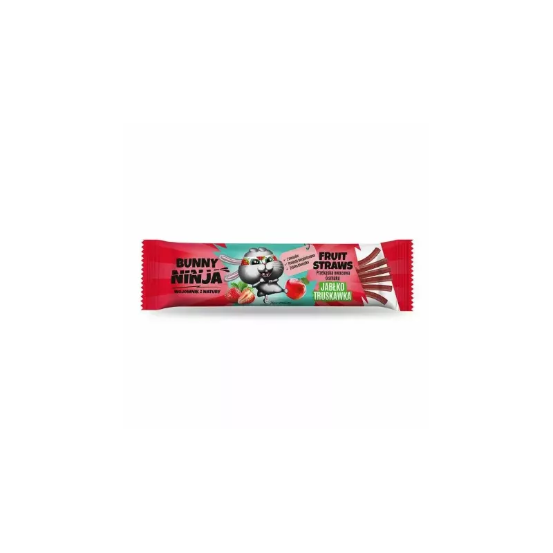 Fruit Straws Przekąska Owocowa Jabłko - Truskawka 16 g - Bunny Ninja