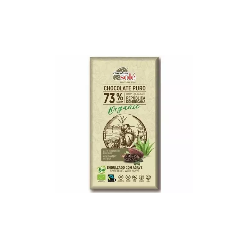 Czekolada Gorzka 73% Kakao Słodzona Syropem z Agawy Bio 100 g - Chocolates Sole