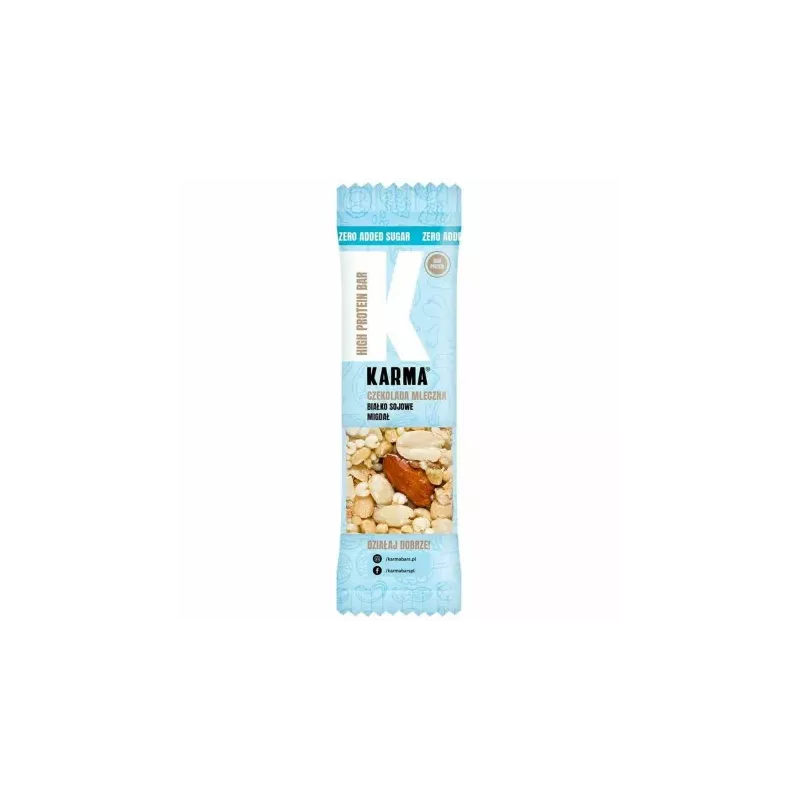 Baton High Protein Bez Dodatku Cukru (Mleczna Czekolada, Białko Sojowe, Migdał) 35 g - Karma