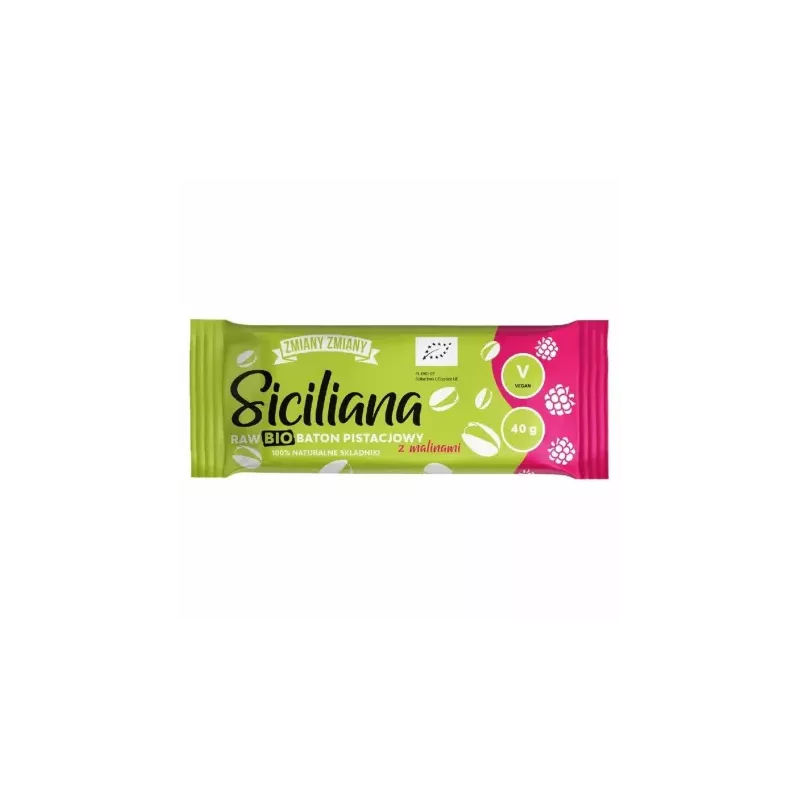 Baton Pistacjowy z Malinami Siciliana Raw Bio 40 g - Zmiany Zmiany