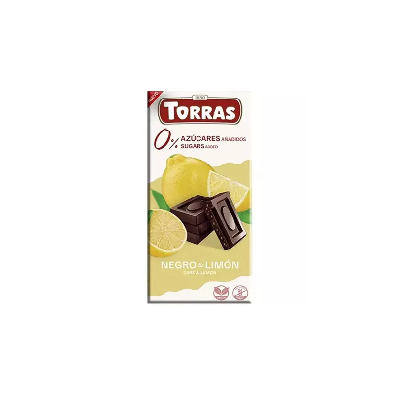 Czekolada Gorzka z Cytryną Bez Dodatku Cukru Bezglutenowa 75g - Torras