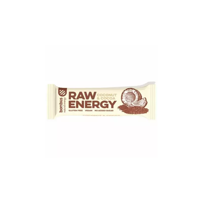 Baton RAW ENERGY Kokos - Kakao 50 g - Bombus