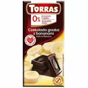 Czekolada Gorzka z Bananami Bez Dodatku Cukru 75 g - Torras
