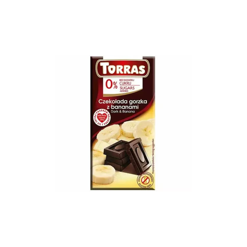 Czekolada Gorzka z Bananami Bez Dodatku Cukru 75 g - Torras
