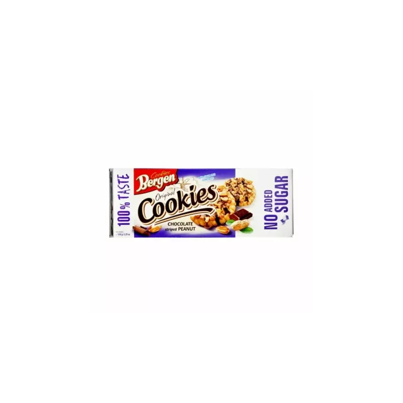 Ciasteczka Chocolate Striped Peanut Bez Dodatku Cukru 150 g - Bergen