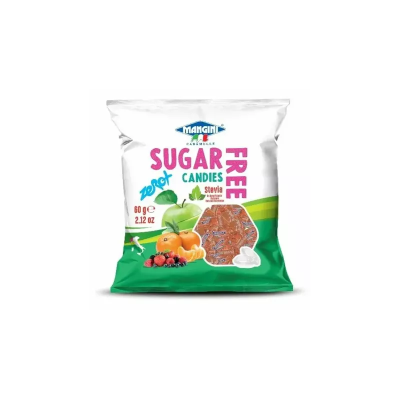 Cukierki o Smaku Zielonego Jabłka ze Stewią Bez Dodatku Cukru 60 g - MANGINI