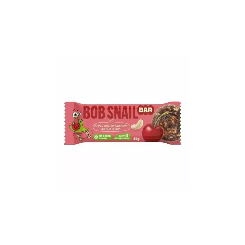 Baton Jabłko-Wiśnia z Nerkowcem i Chrupkami z Komosy Ryżowej Bez Dodatku Cukru 35 g - Bob Snail