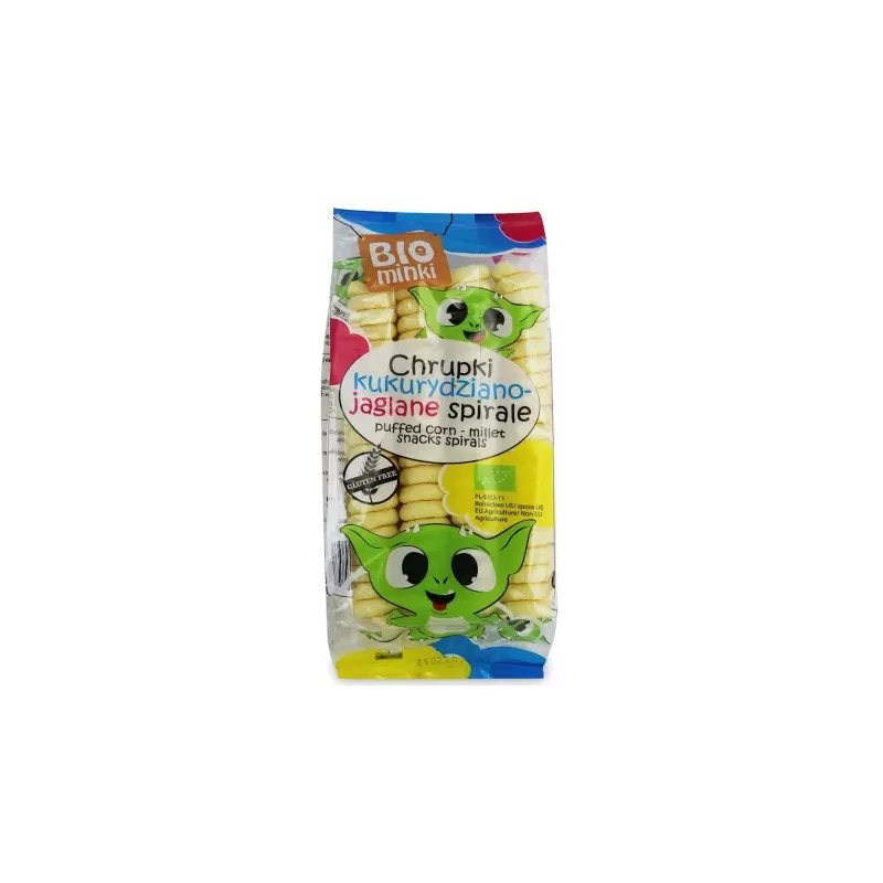 Chrupki Kukurydziano - Jaglane Spirale Bezglutenowe Bio 60 g - Biominki