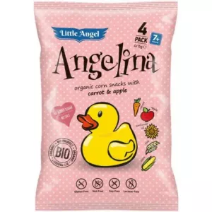 ANGELINA Chrupki Kukurydziane Marchew i Jabłko 60 g Bezglutenowe Bio (4 x15 g) - McLloyds
