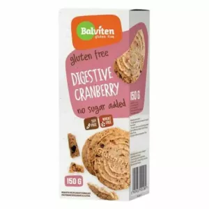 Herbatniki Digestive Owsiane z Żurawiną Bez Dodatku Cukru Bezglutenowe 150 g - Balviten