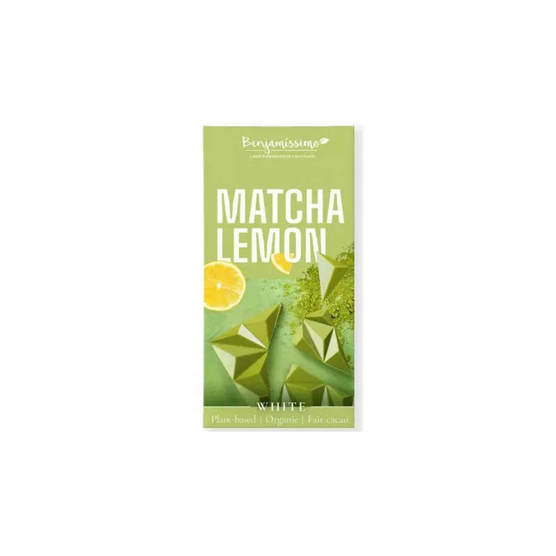 Tabliczka Kakaowa Matcha i Cytryna Bezglutenowa Bio 60 g - Benjamissimo