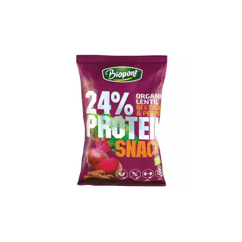 Chrupki Proteinowe o Smaku Buraka z Pieprzem Bezglutenowe Bio 50 g - Biopont