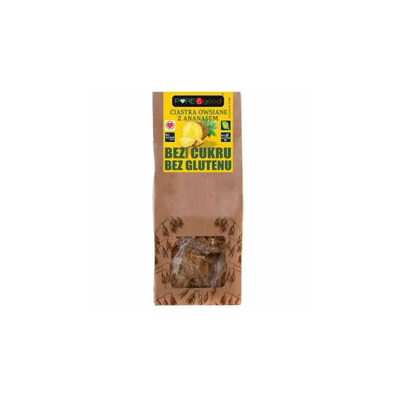 Ciastka Owsiane z Ananasem Bez Dodatku Cukru 150 g - PURE&Good