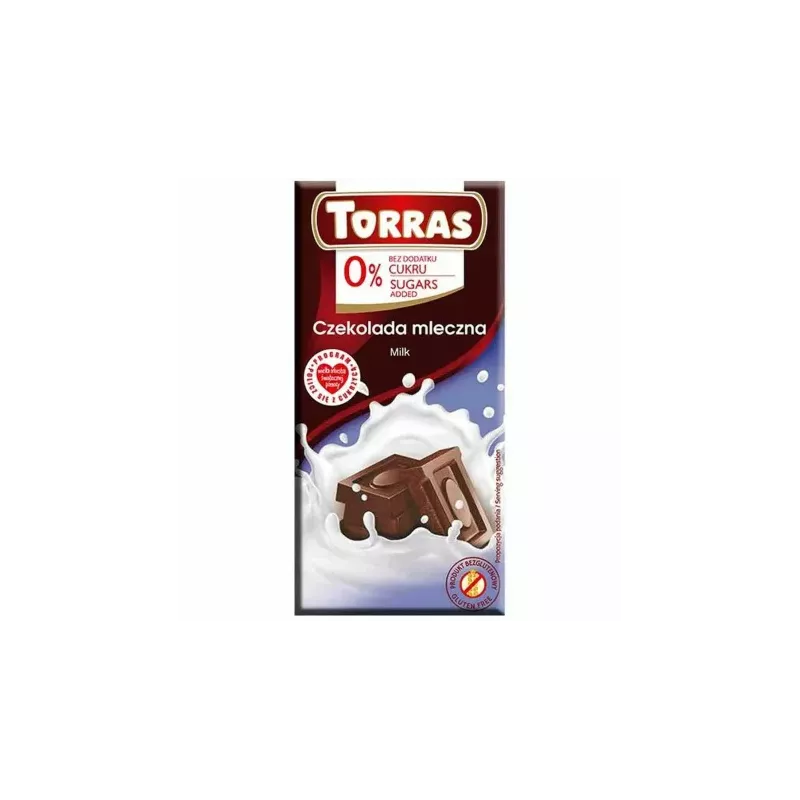 Czekolada Mleczna Bez Dodatku Cukru 75 g - Torras