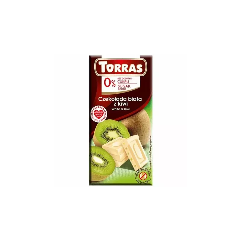 Czekolada Biała z Kiwi Bez Dodatku Cukru 75 g - Torras