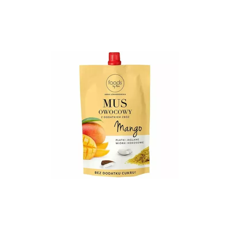 Mus Owocowy Mango, Płatki Jaglane, Wiórki Kokosowe 100 g - Foods by Ann