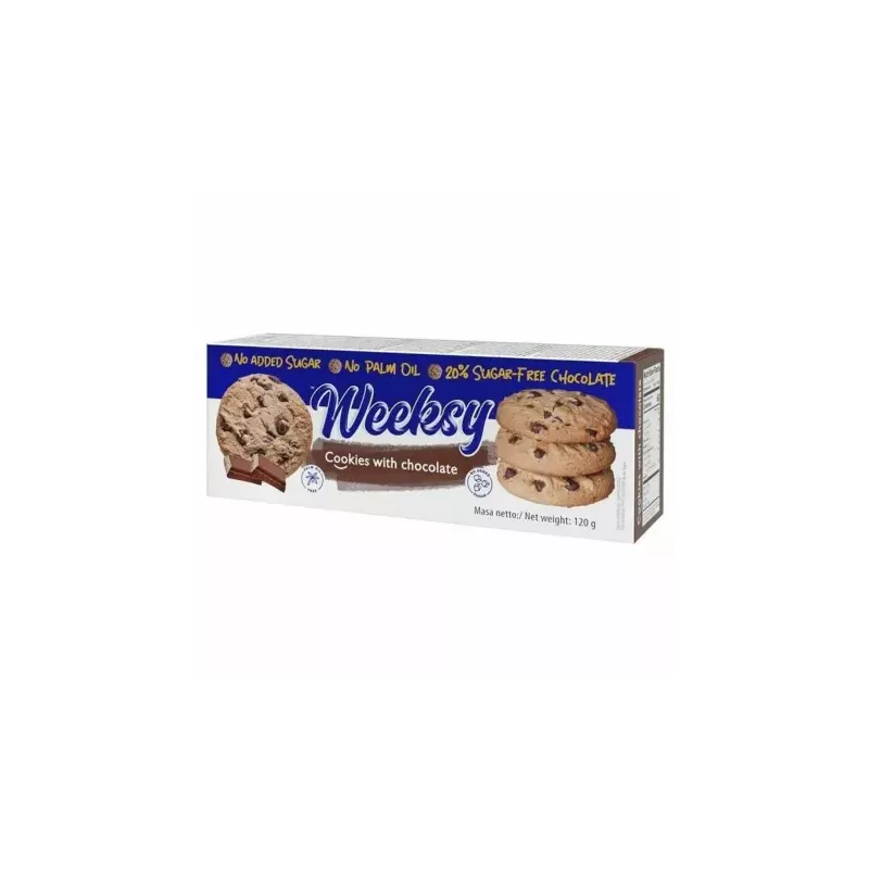 Ciasteczka Kruche z Czekoladą Bez Dodatku Cukru 120 g - WEEKSY