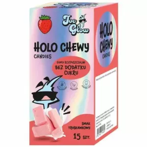 Gumy Rozpuszczalne o Smaku Truskawkowym Bez Dodatku Cukru Bezglutenowe 90 g (15 Sztuk) - Holo Chewy