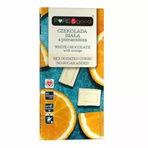Czekolada Biała z Pomarańczą Bez Dodatku Cukru 75 g - Pure and Good