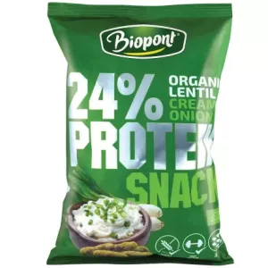 Chrupki Proteinowe o Smaku Śmietanki z Cebulą Bezglutenowe Bio 50 g - Biopont