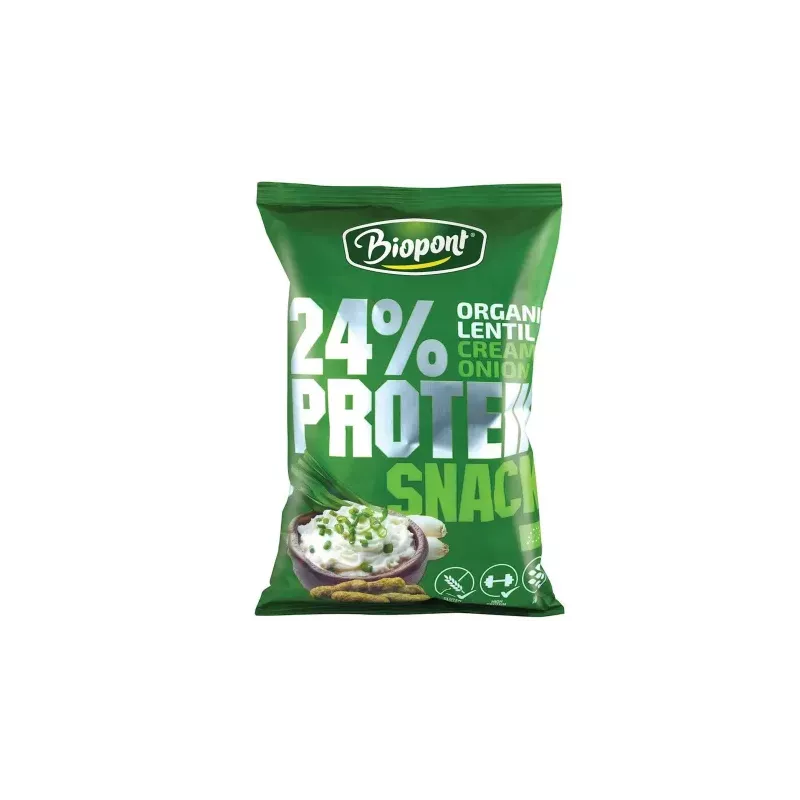 Chrupki Proteinowe o Smaku Śmietanki z Cebulą Bezglutenowe Bio 50 g - Biopont