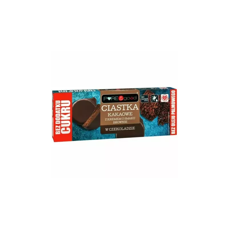 Ciastka Kakaowe z Kremem o Smaku Brownie w Czekoladzie Bez Dodatku Cukru 128 g - PURE Good