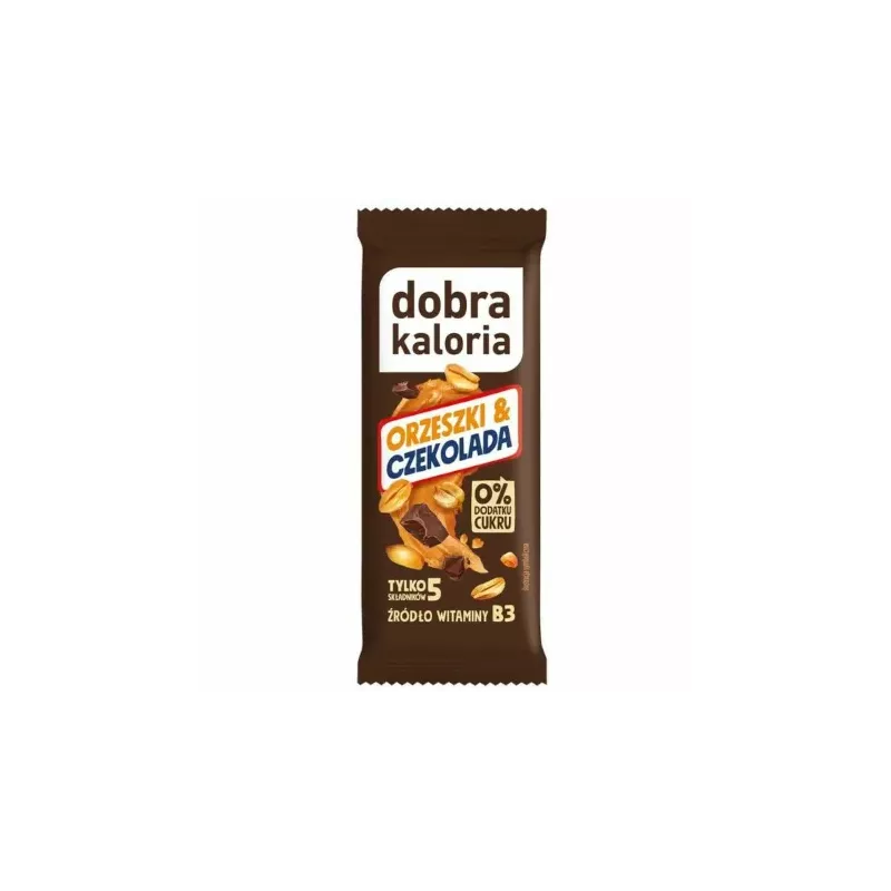 Baton Daktylowy Orzeszki i Czekolada Bez Dodatku Cukru 35 g- Dobra Kaloria